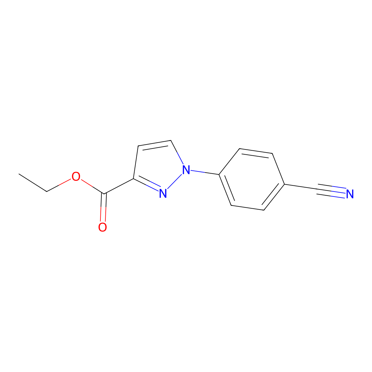 ethyl 1-(4-cyanophenyl)-1H-pyrazole-3-carboxylate molecular structure, CAS 1707392-21-9