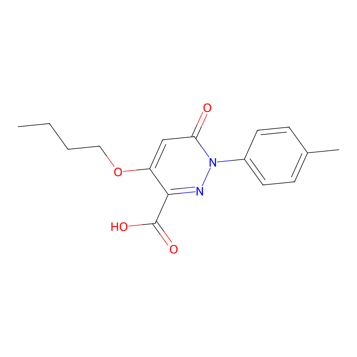 4-Butoxy-1-(4-methylphenyl)-6-oxo-1,6-dihydropyridazine-3-carboxylic acid molecular structure, CAS 1707392-22-0