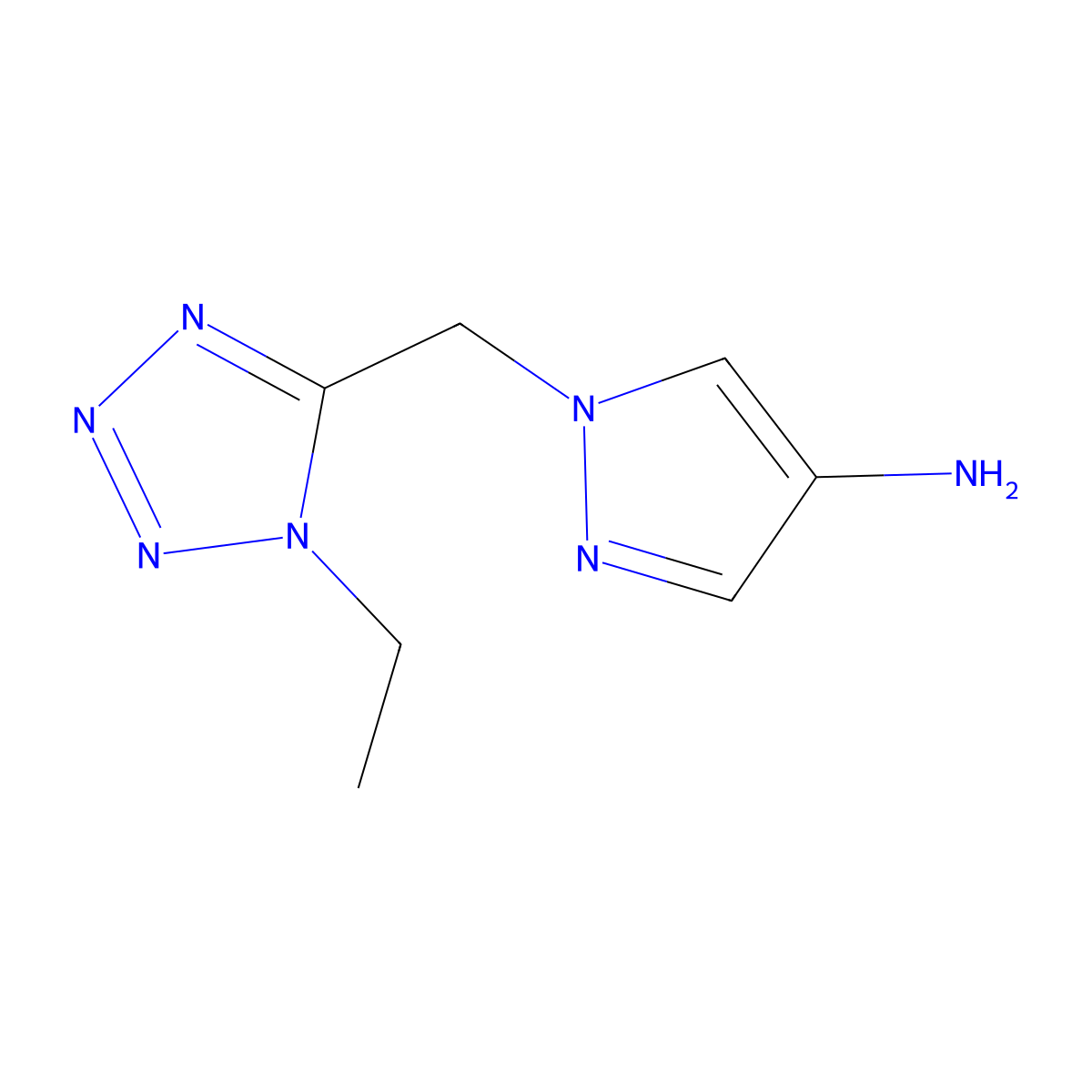 1-[(1-ethyl-1H-1,2,3,4-tetrazol-5-yl)methyl]-1H-pyrazol-4-amine molecular structure, CAS 1707392-94-6