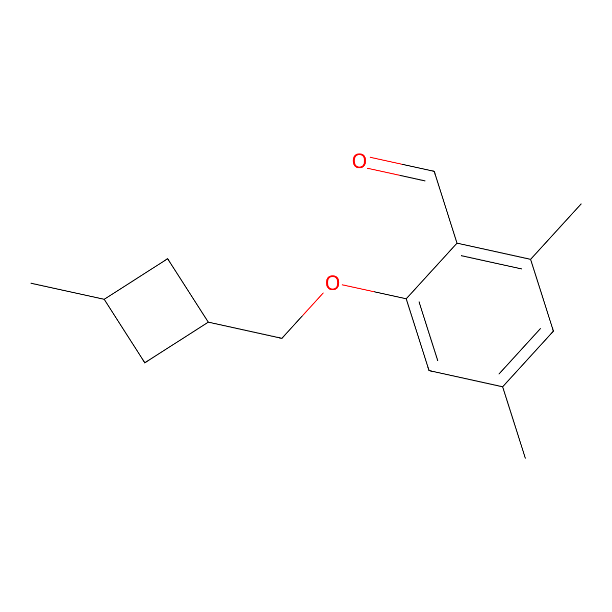 2,4-Dimethyl-6-((3-methylcyclobutyl)methoxy)benzaldehyde molecular structure, CAS 1707393-26-7