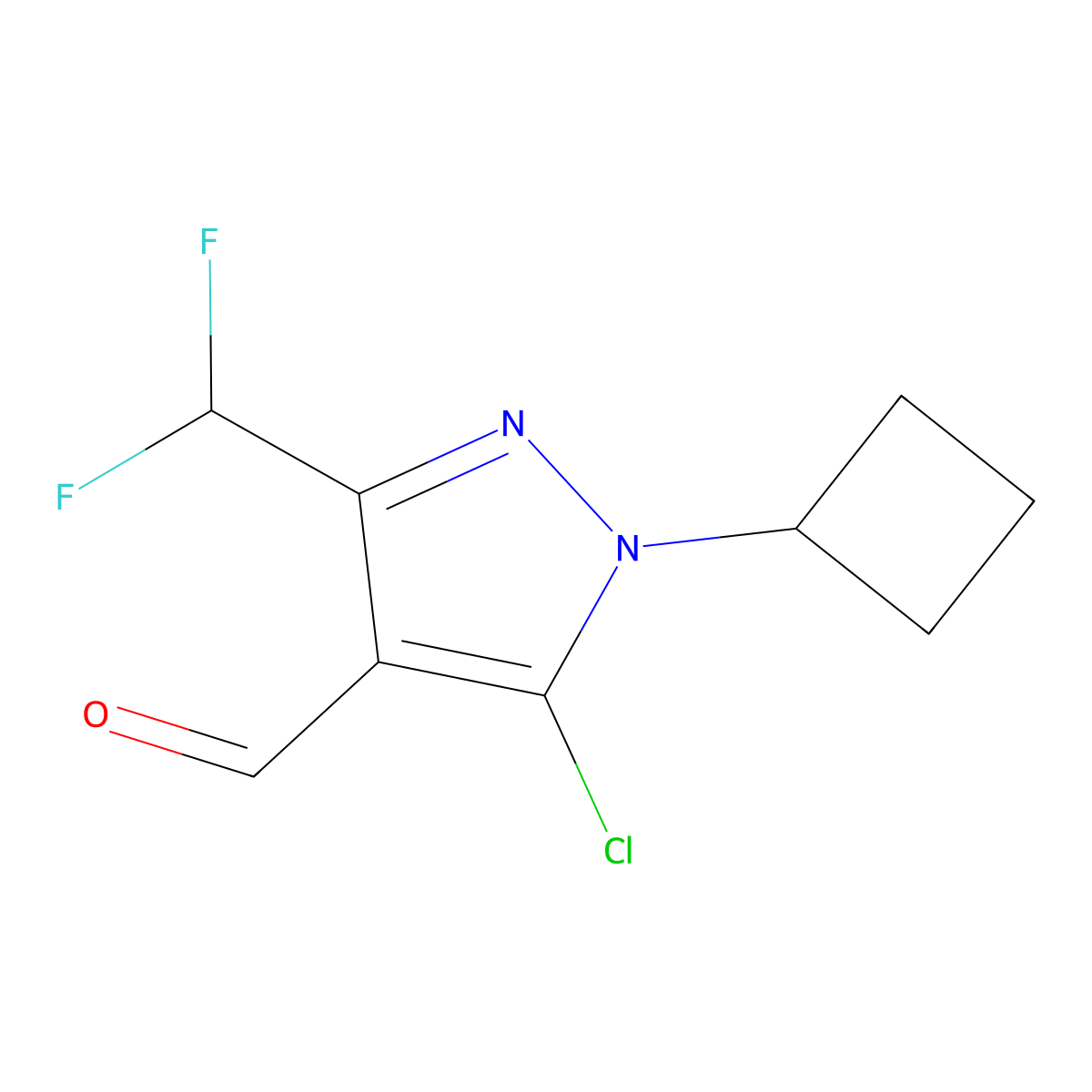5-Chloro-1-cyclobutyl-3-(difluoromethyl)-1H-pyrazole-4-carbaldehyde molecular structure, CAS 1707393-76-7