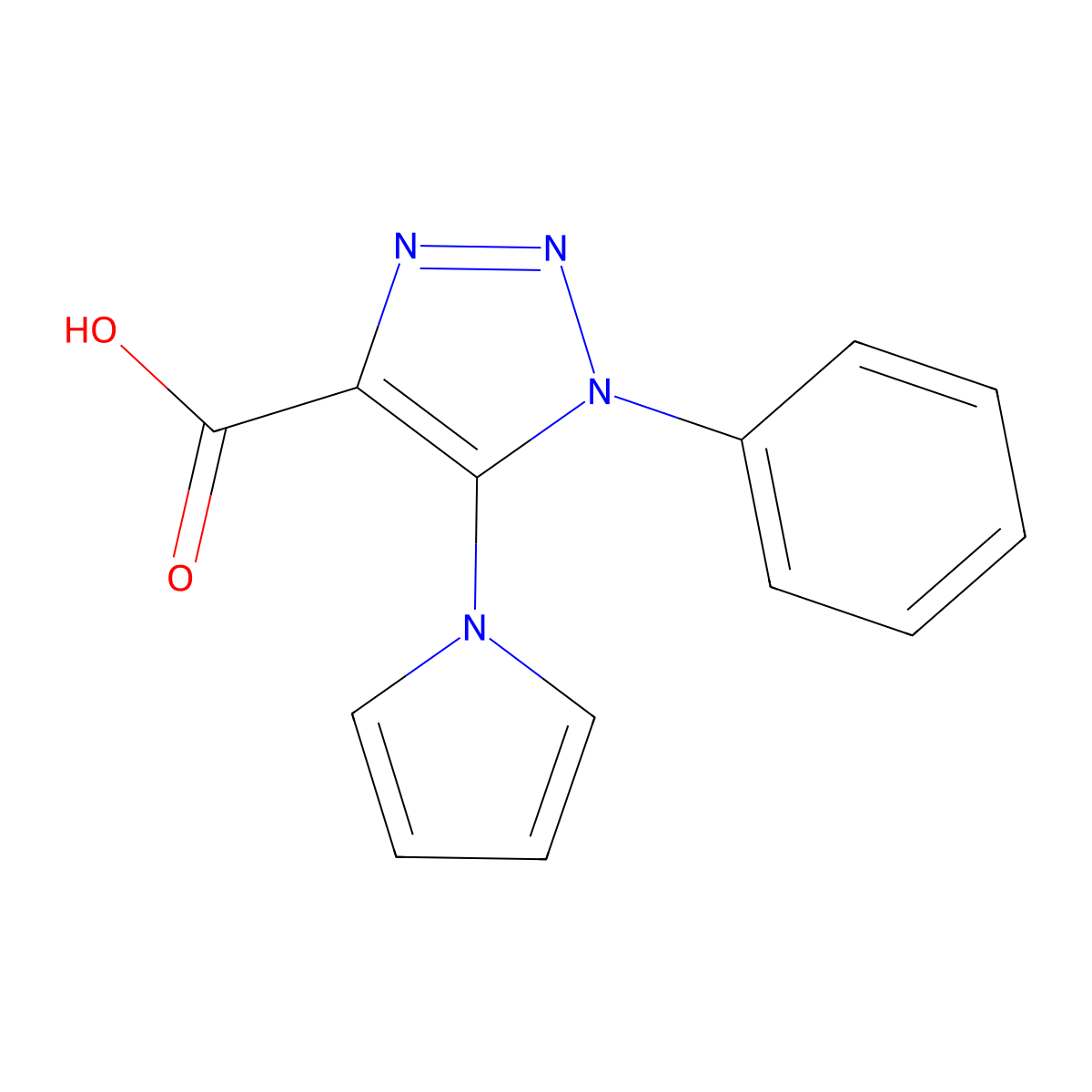1-phenyl-5-(1H-pyrrol-1-yl)-1H-1,2,3-triazole-4-carboxylic acid molecular structure, CAS 1707394-68-0
