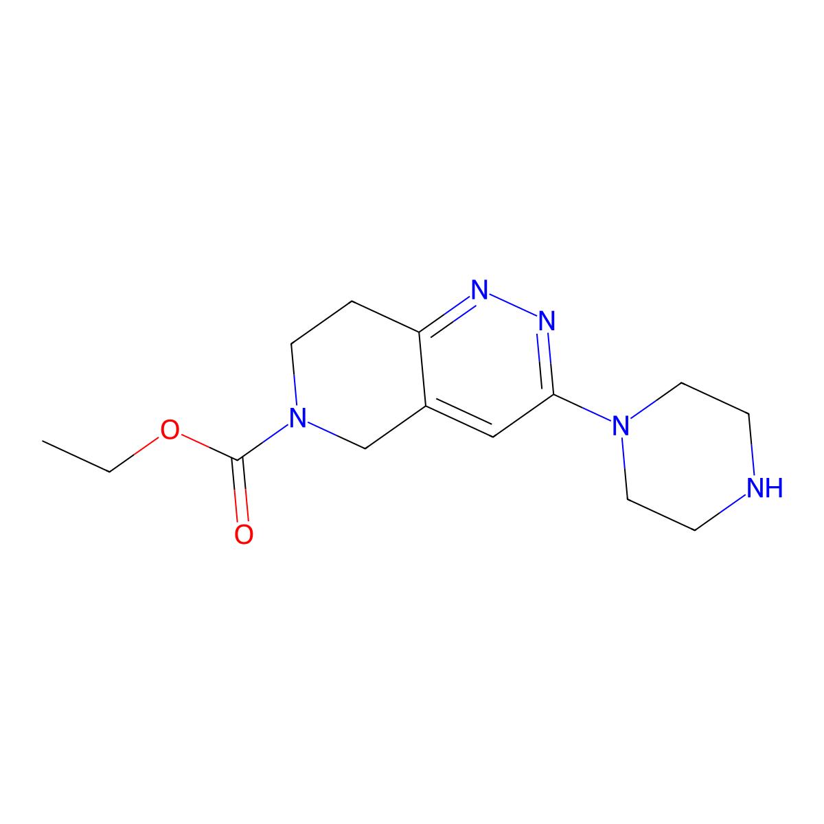Ethyl 3-(piperazin-1-yl)-7,8-dihydropyrido[4,3-c]pyridazine-6(5H)-carboxylate molecular structure, CAS 1707399-22-1