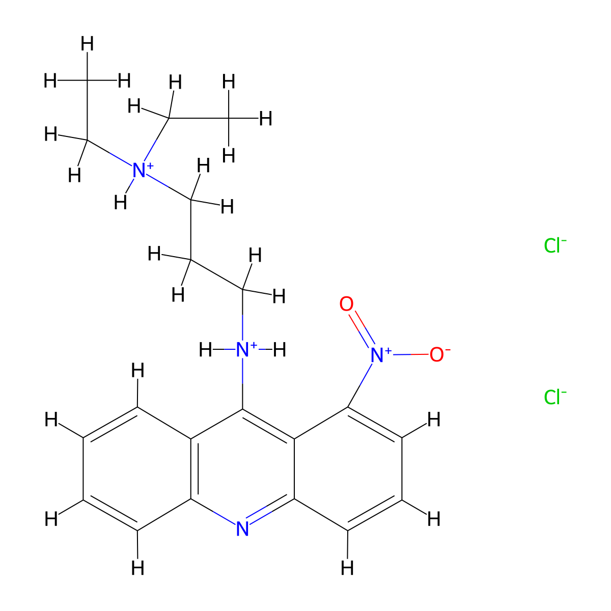 N,N-Diethyl-3-((1-nitroacridin-9(10H)-ylidene)amino)propan-1-amine--hydrogen chloride (1/2) molecular structure, CAS 17074-44-1