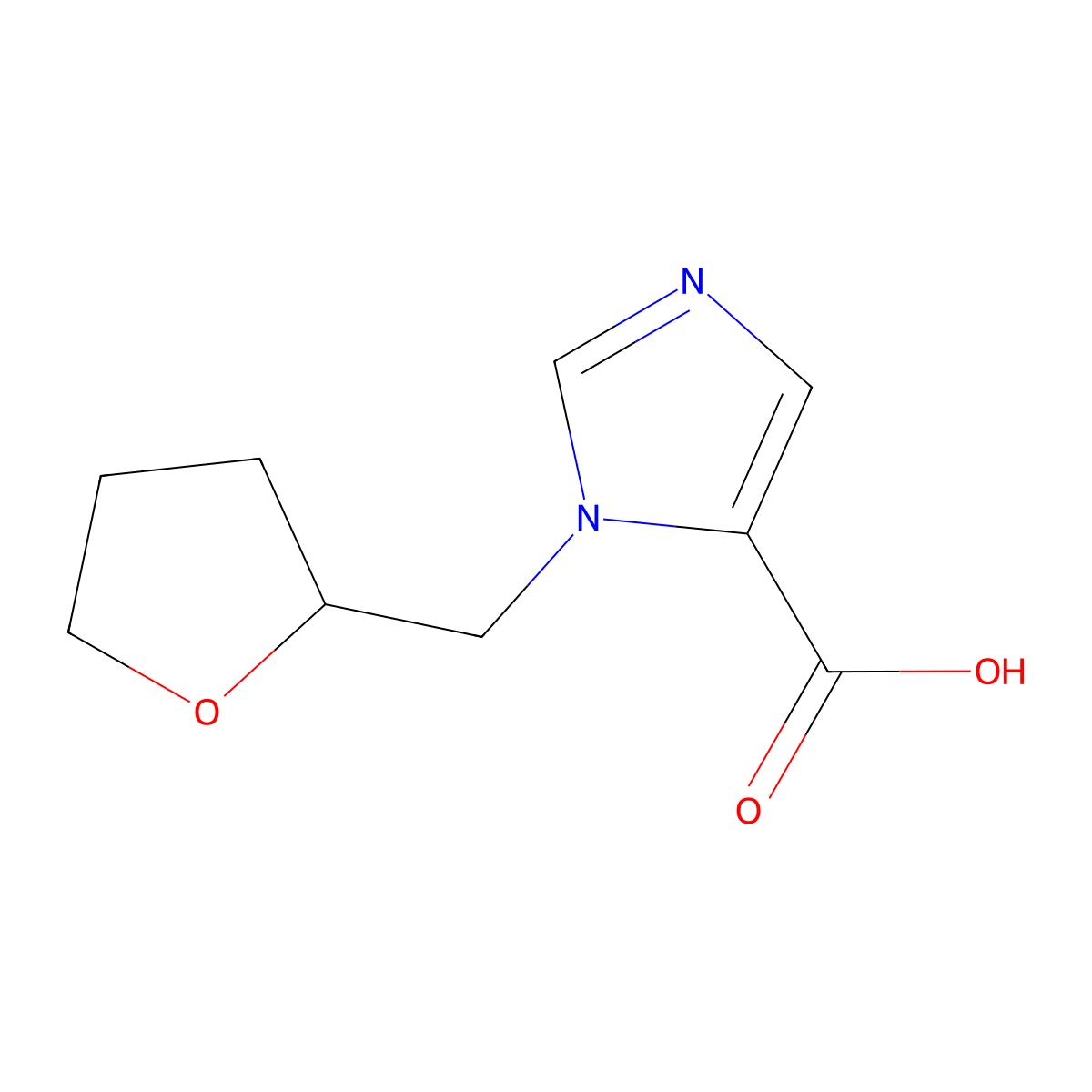 1-((Tetrahydrofuran-2-yl)methyl)-1H-imidazole-5-carboxylic acid molecular structure, CAS 1707400-02-9