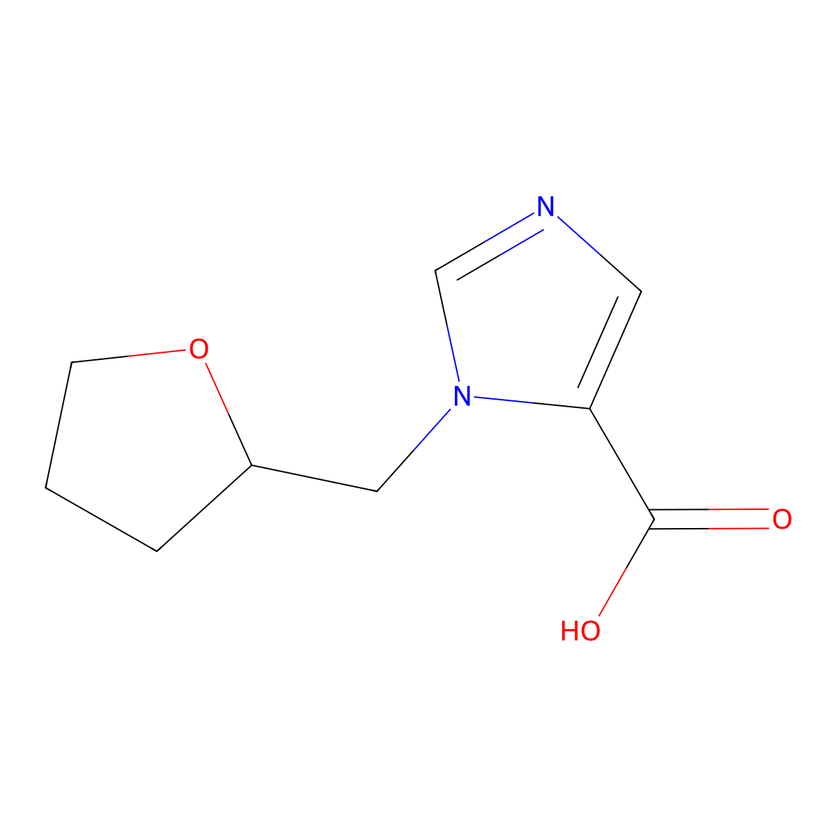 1-((Tetrahydrofuran-2-yl)methyl)-1H-imidazole-5-carboxylic acid molecular structure, CAS 1707400-02-9