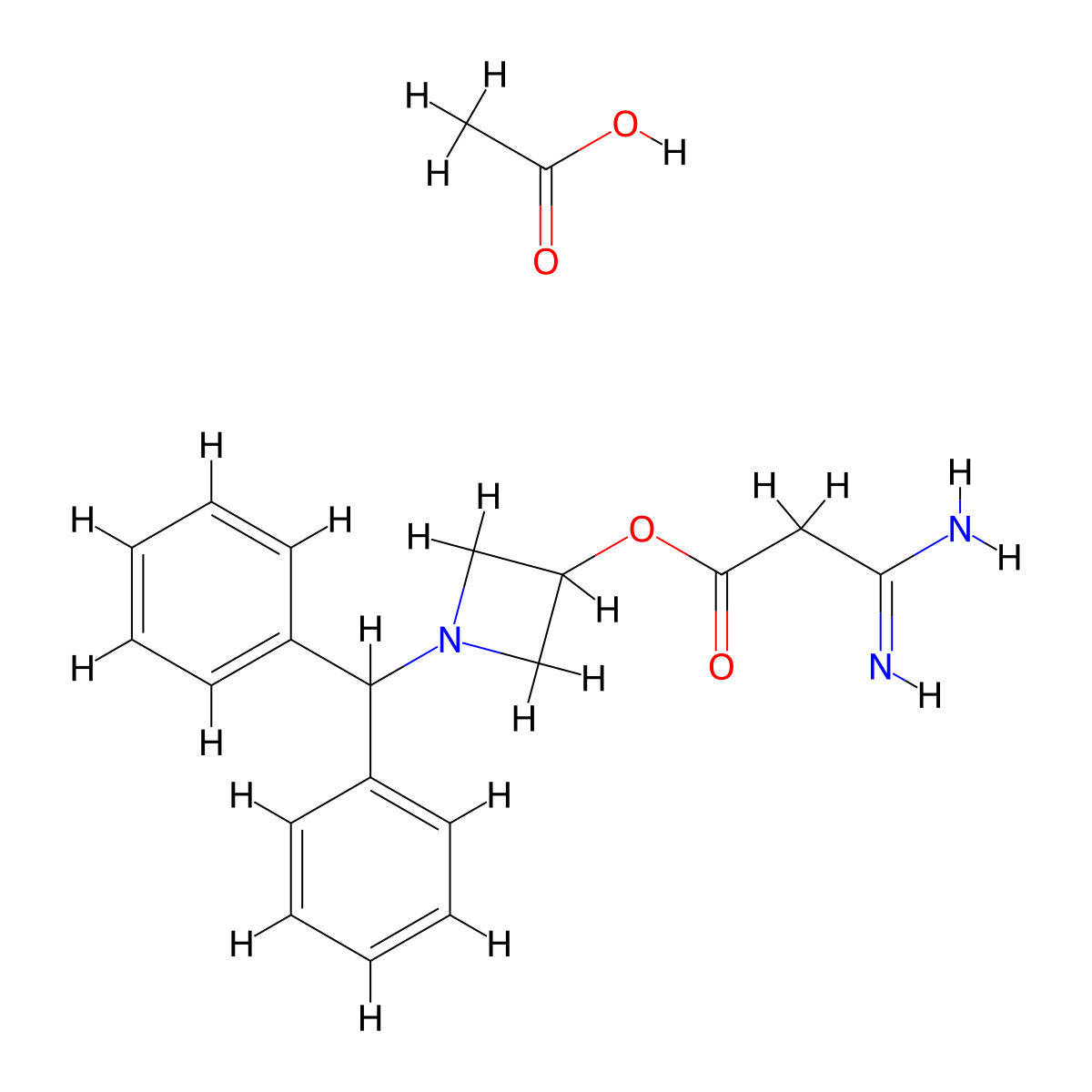 1-Benzhydrylazetidin-3-YL 3-amino-3-iminopropanoate acetate molecular structure, CAS 170749-59-4