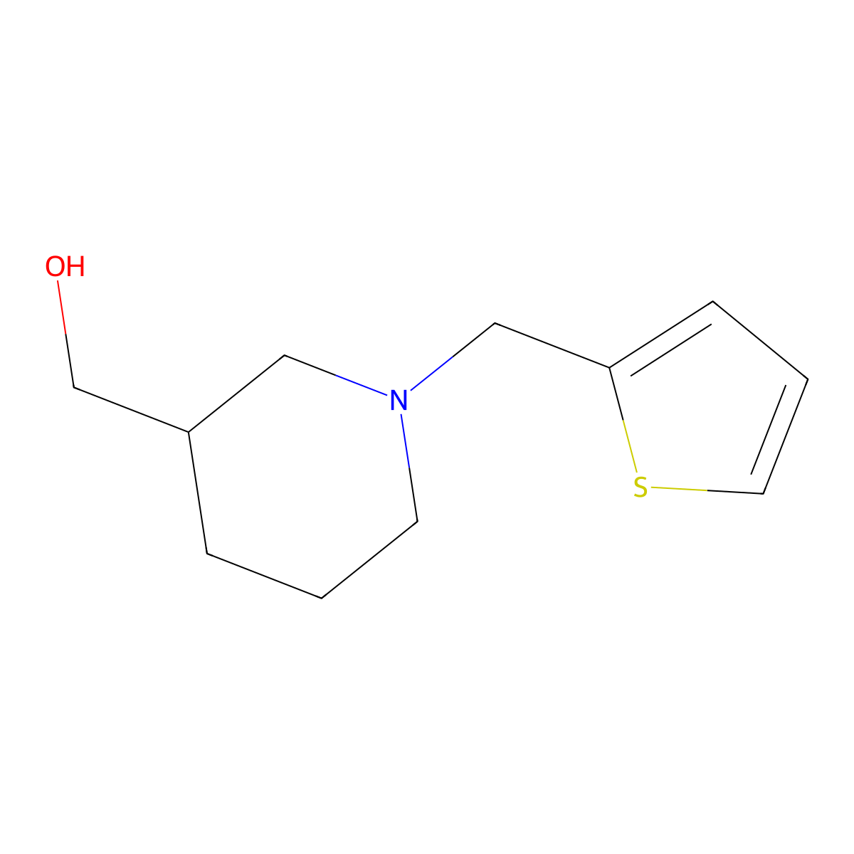 (1-(Thiophen-2-ylmethyl)piperidin-3-yl)methanol molecular structure, CAS 170749-88-9