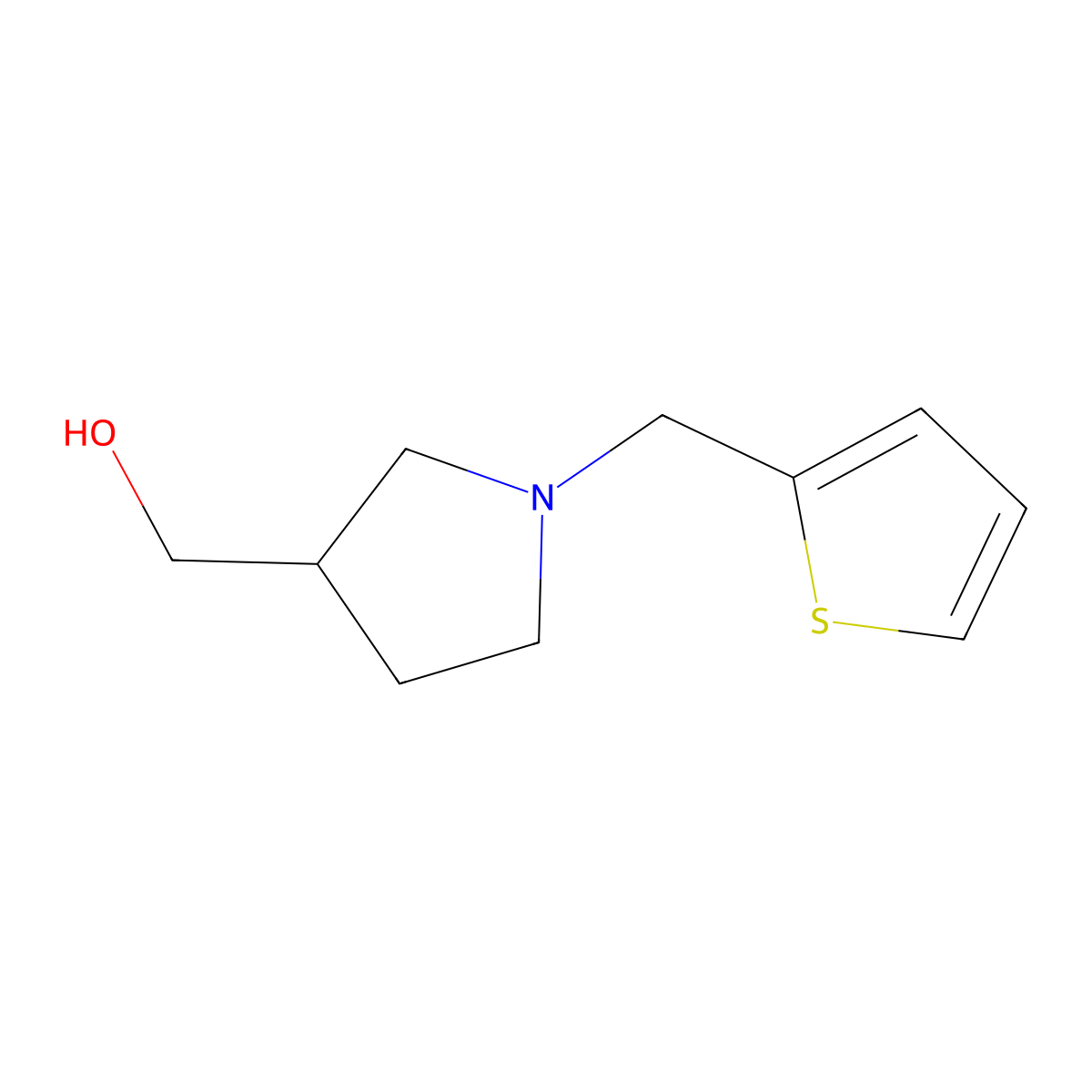 (1-(Thiophen-2-ylmethyl)pyrrolidin-3-yl)methanol molecular structure, CAS 170749-89-0