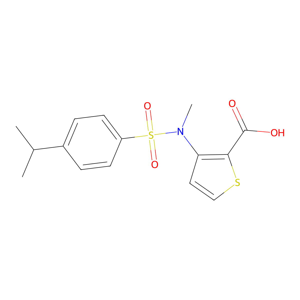 3-[[(4-Isopropylphenyl)sulfonyl](methyl)amino]thiophene-2-carboxylic acid molecular structure, CAS 1707562-51-3