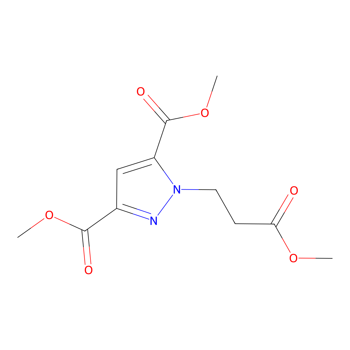 dimethyl 1-(3-methoxy-3-oxopropyl)-1H-pyrazole-3,5-dicarboxylate molecular structure, CAS 1707562-60-4