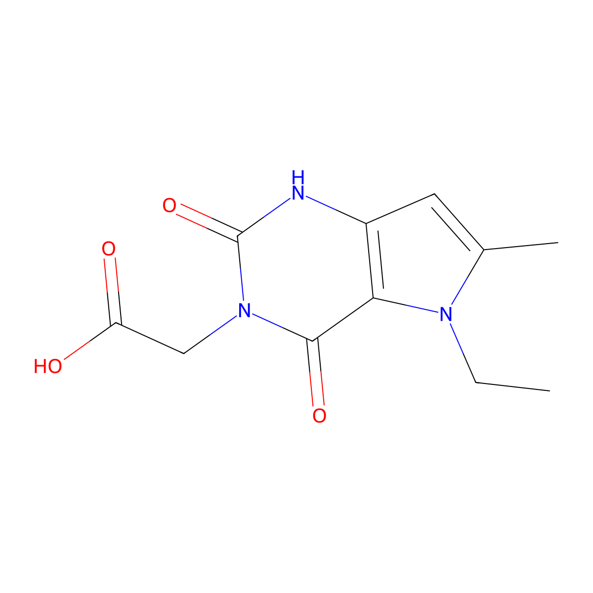 2-(5-Ethyl-6-methyl-2,4-dioxo-1H-pyrrolo[3,2-d]pyrimidin-3(2H,4H,5H)-yl)acetic acid molecular structure, CAS 1707563-02-7
