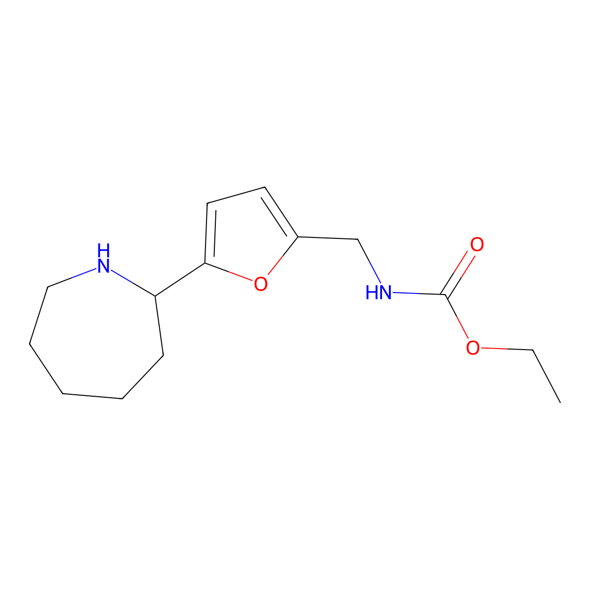 Ethyl ((5-(azepan-2-yl)furan-2-yl)methyl)carbamate molecular structure, CAS 1707563-31-2
