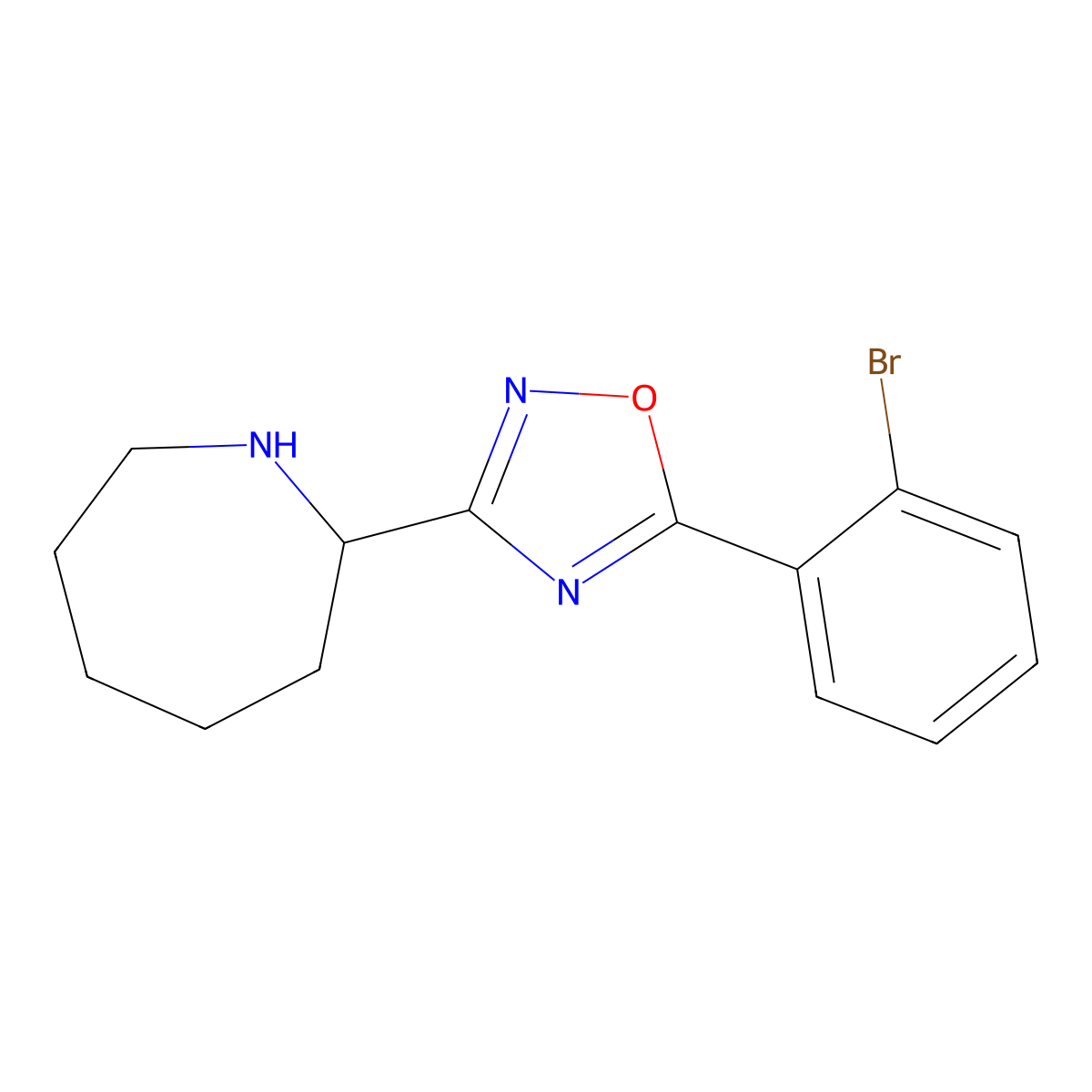 3-(Azepan-2-yl)-5-(2-bromophenyl)-1,2,4-oxadiazole molecular structure, CAS 1707563-51-6