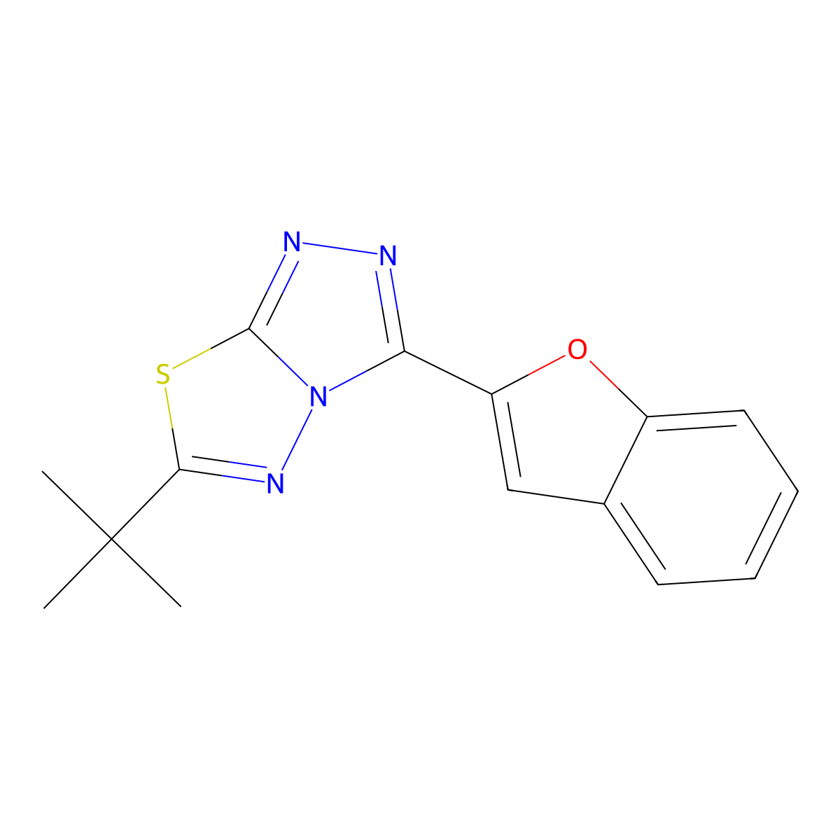3-(Benzofuran-2-yl)-6-(tert-butyl)-[1,2,4]triazolo[3,4-b][1,3,4]thiadiazole molecular structure, CAS 1707563-55-0