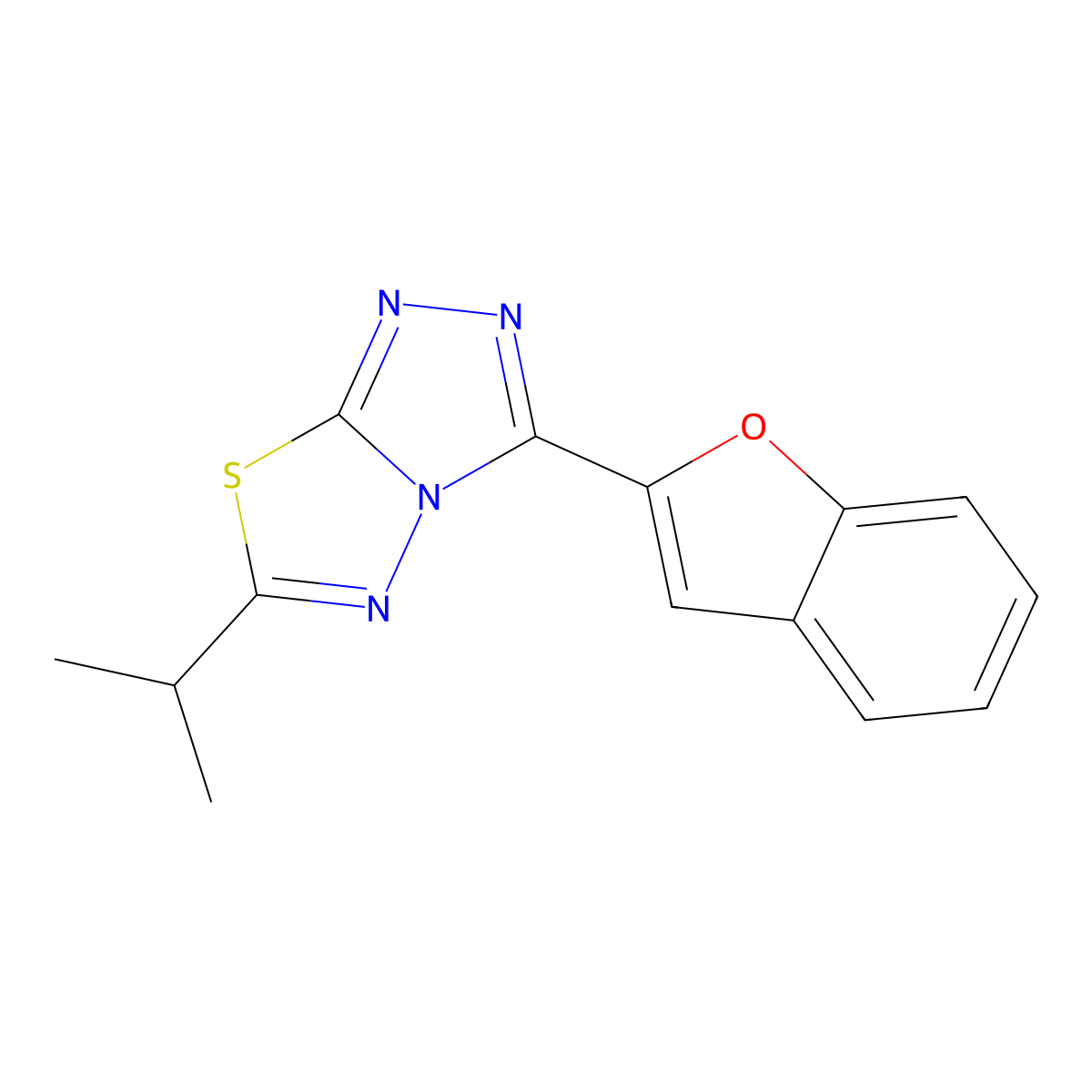 3-(Benzofuran-2-yl)-6-isopropyl-[1,2,4]triazolo[3,4-b][1,3,4]thiadiazole molecular structure, CAS 1707563-61-8
