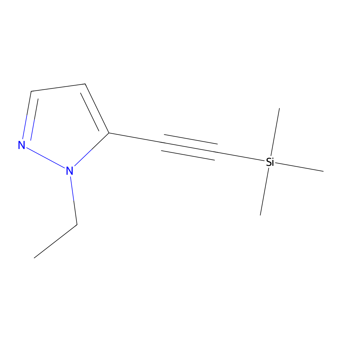 1-ethyl-5-(2-(trimethylsilyl)ethynyl)-1H-pyrazole molecular structure, CAS 1707563-64-1