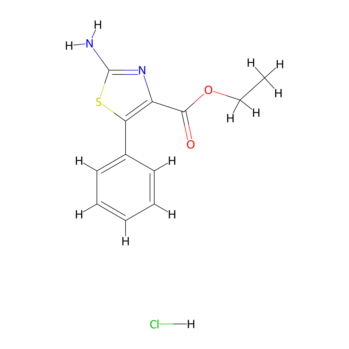 Ethyl 2-amino-5-phenyl-1,3-thiazole-4-carboxylate hydrochloride molecular structure, CAS 1707566-05-9