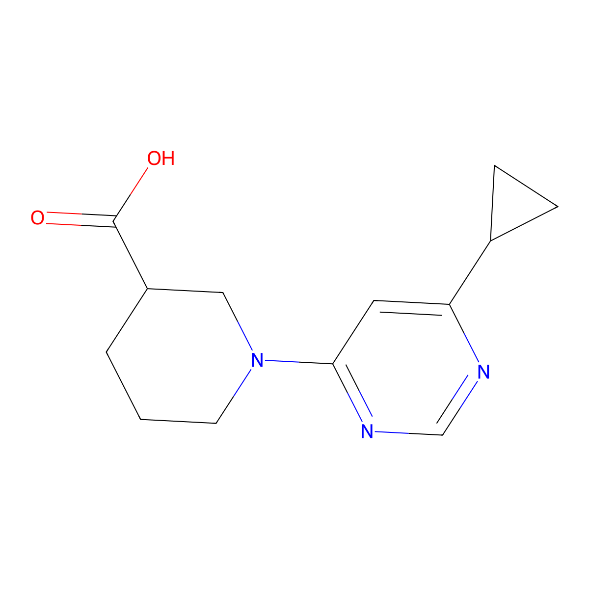 1-(6-Cyclopropylpyrimidin-4-yl)piperidine-3-carboxylic acid molecular structure, CAS 1707566-41-3