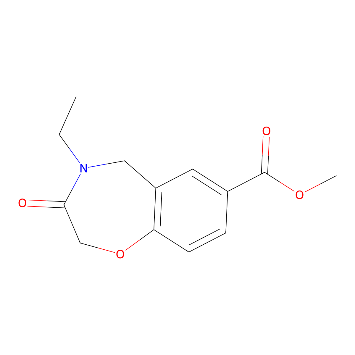 Methyl 4-ethyl-3-oxo-2,3,4,5-tetrahydrobenzo[f][1,4]oxazepine-7-carboxylate molecular structure, CAS 1707567-14-3