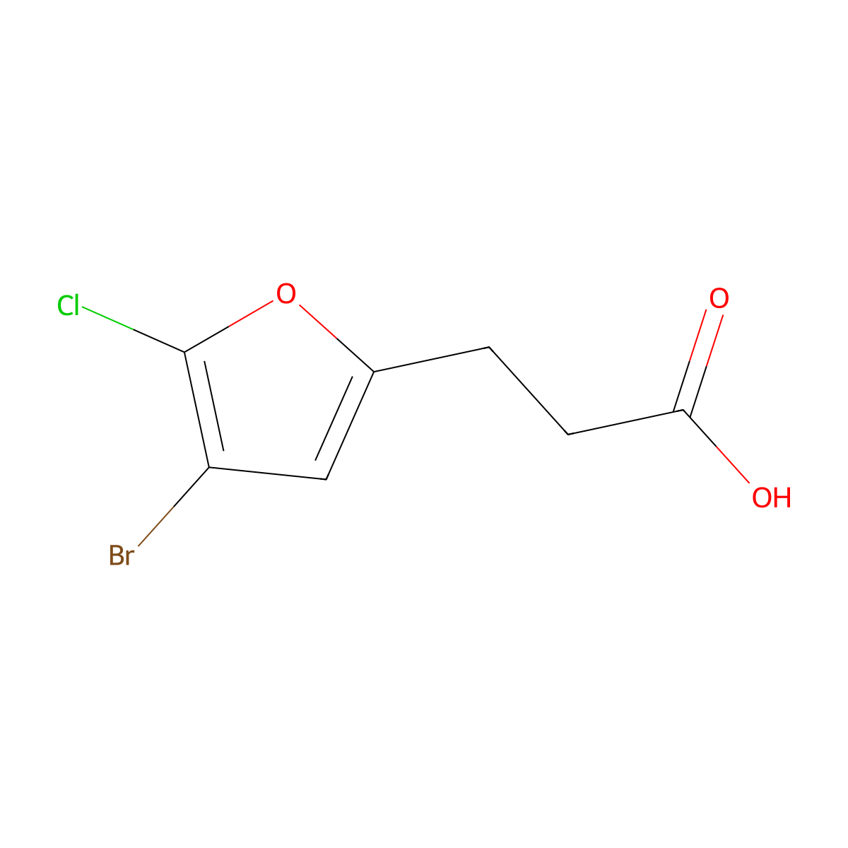 3-(4-Bromo-5-chlorofuran-2-yl)propanoic acid molecular structure, CAS 1707568-35-1
