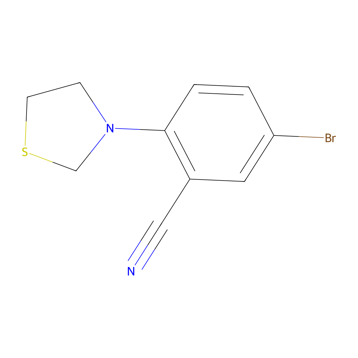 5-Bromo-2-(thiazolidin-3-yl)benzonitrile molecular structure, CAS 1707572-75-5