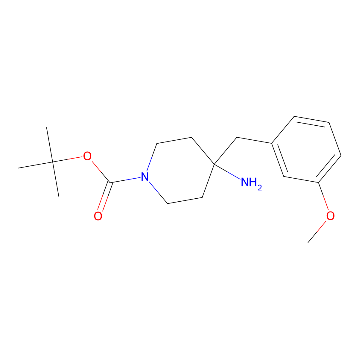 tert-Butyl 4-amino-4-(3-methoxybenzyl)piperidine-1-carboxylate molecular structure, CAS 1707575-93-6