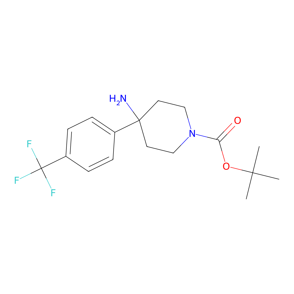 tert-Butyl 4-amino-4-[4-(trifluoromethyl)phenyl]piperidine-1-carboxylate molecular structure, CAS 1707575-95-8