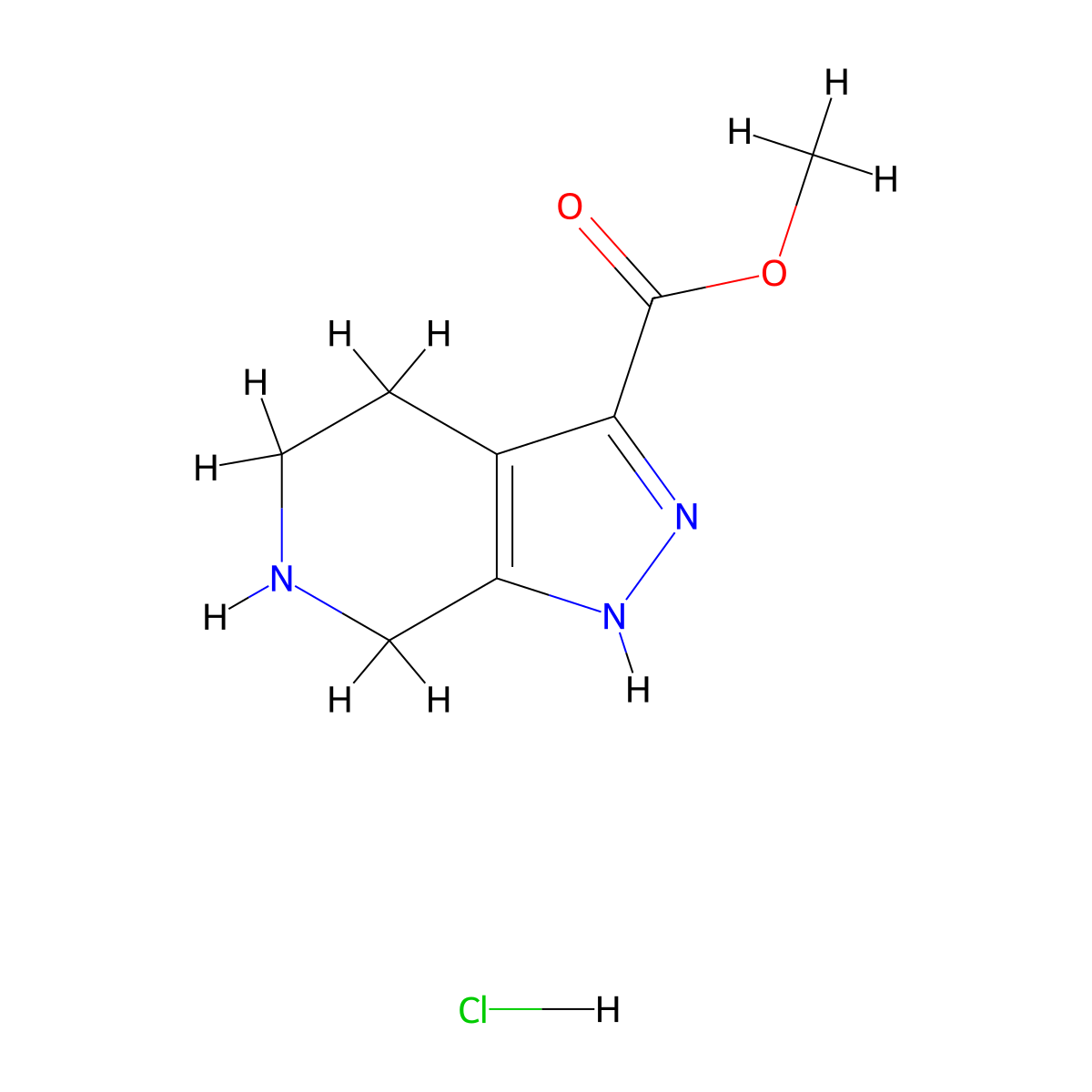methyl 1H,4H,5H,6H,7H-pyrazolo(3,4-c)pyridine-3-carboxylate hydrochloride molecular structure, CAS 1707576-03-1