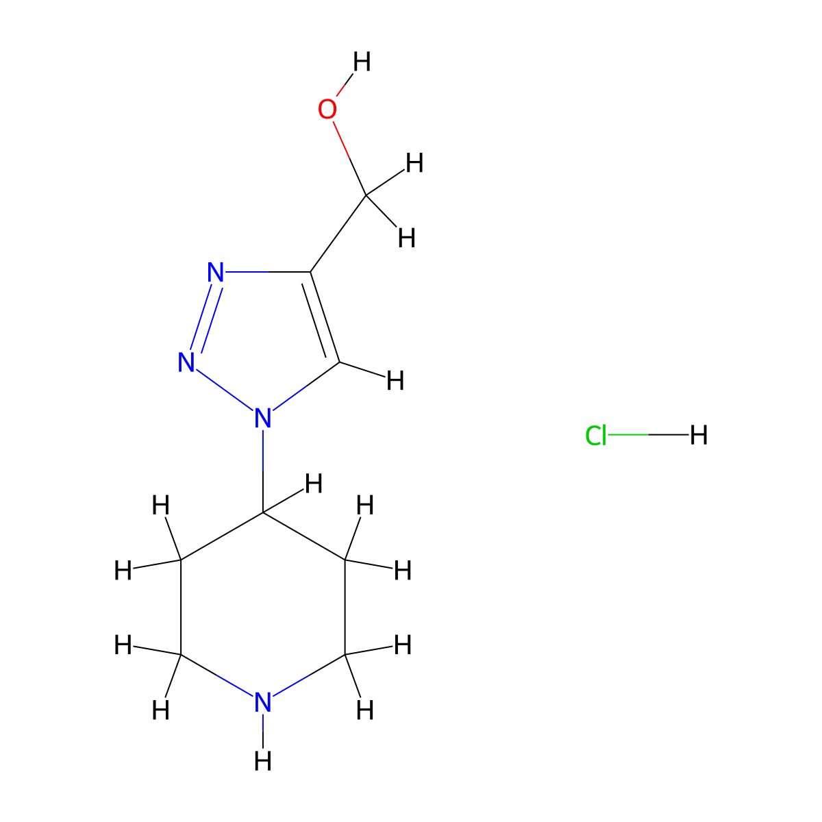 [1-(piperidin-4-yl)-1H-1,2,3-triazol-4-yl]methanol hydrochloride molecular structure, CAS 1707580-45-7