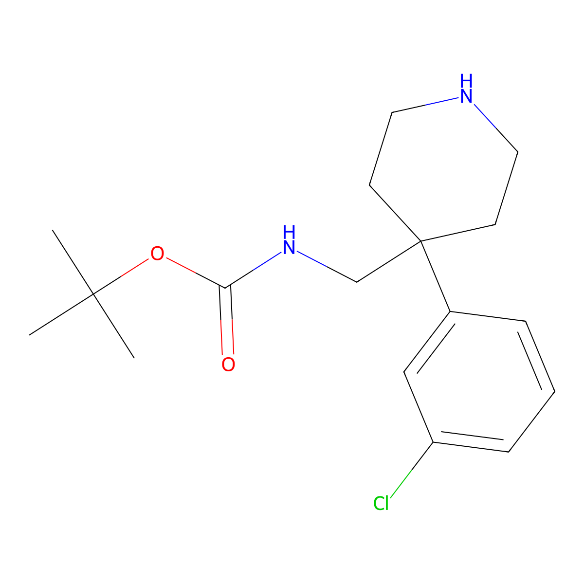 tert-Butyl [4-(3-chlorophenyl)piperidin-4-yl]methylcarbamate molecular structure, CAS 1707580-55-9