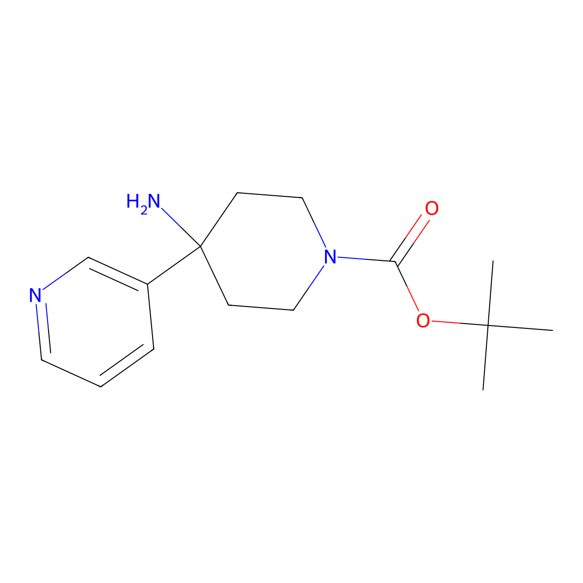 tert-Butyl 4-amino-4-(pyridin-3-yl)piperidine-1-carboxylate molecular structure, CAS 1707580-61-7