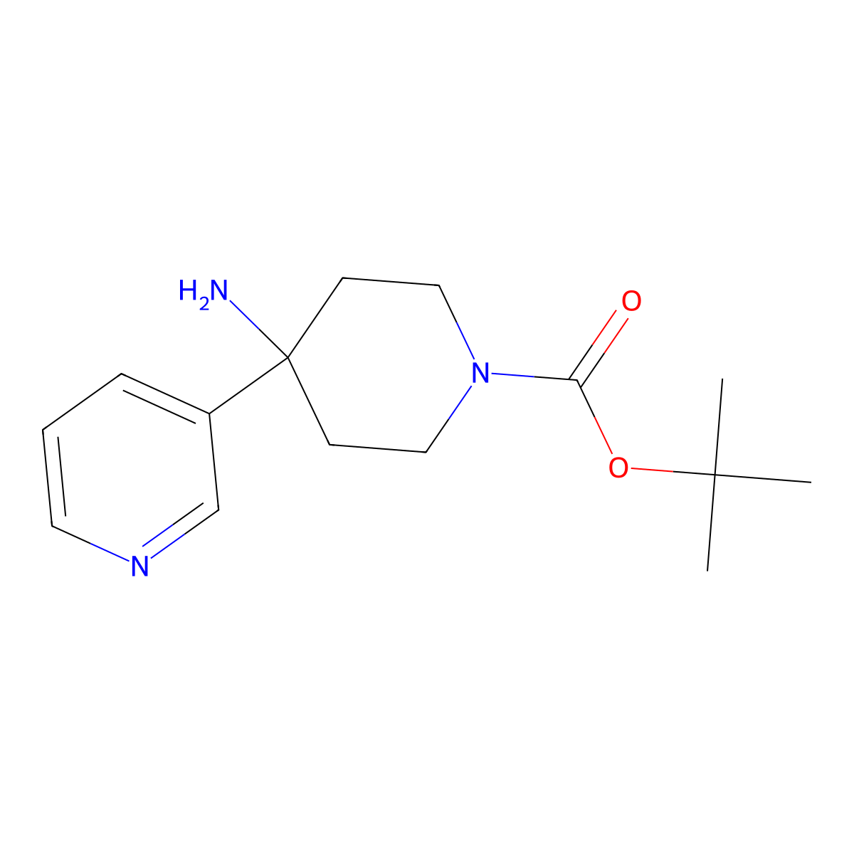 tert-Butyl 4-amino-4-(pyridin-3-yl)piperidine-1-carboxylate molecular structure, CAS 1707580-61-7