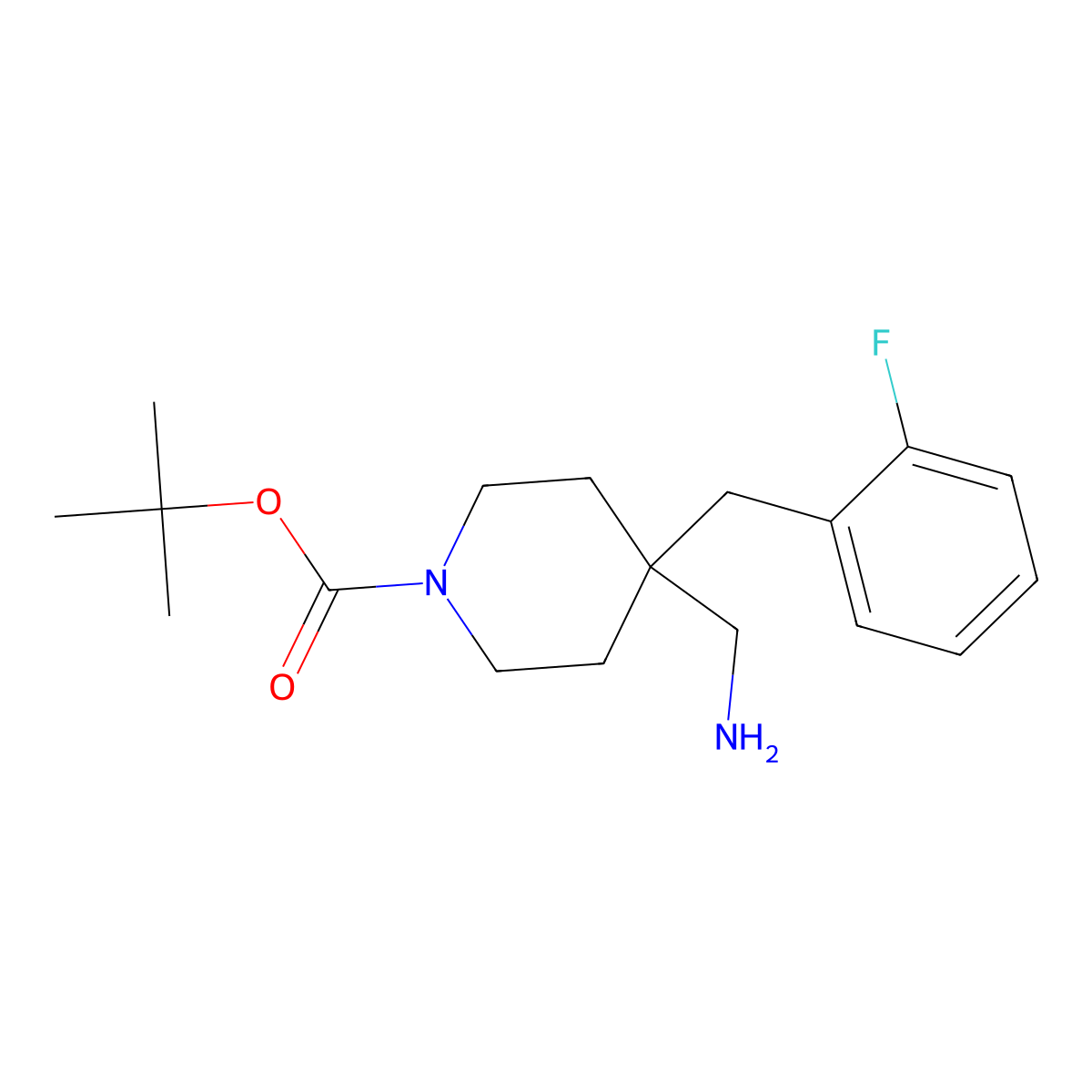 tert-Butyl 4-(aminomethyl)-4-(2-fluorobenzyl)piperidine-1-carboxylate molecular structure, CAS 1707580-69-5