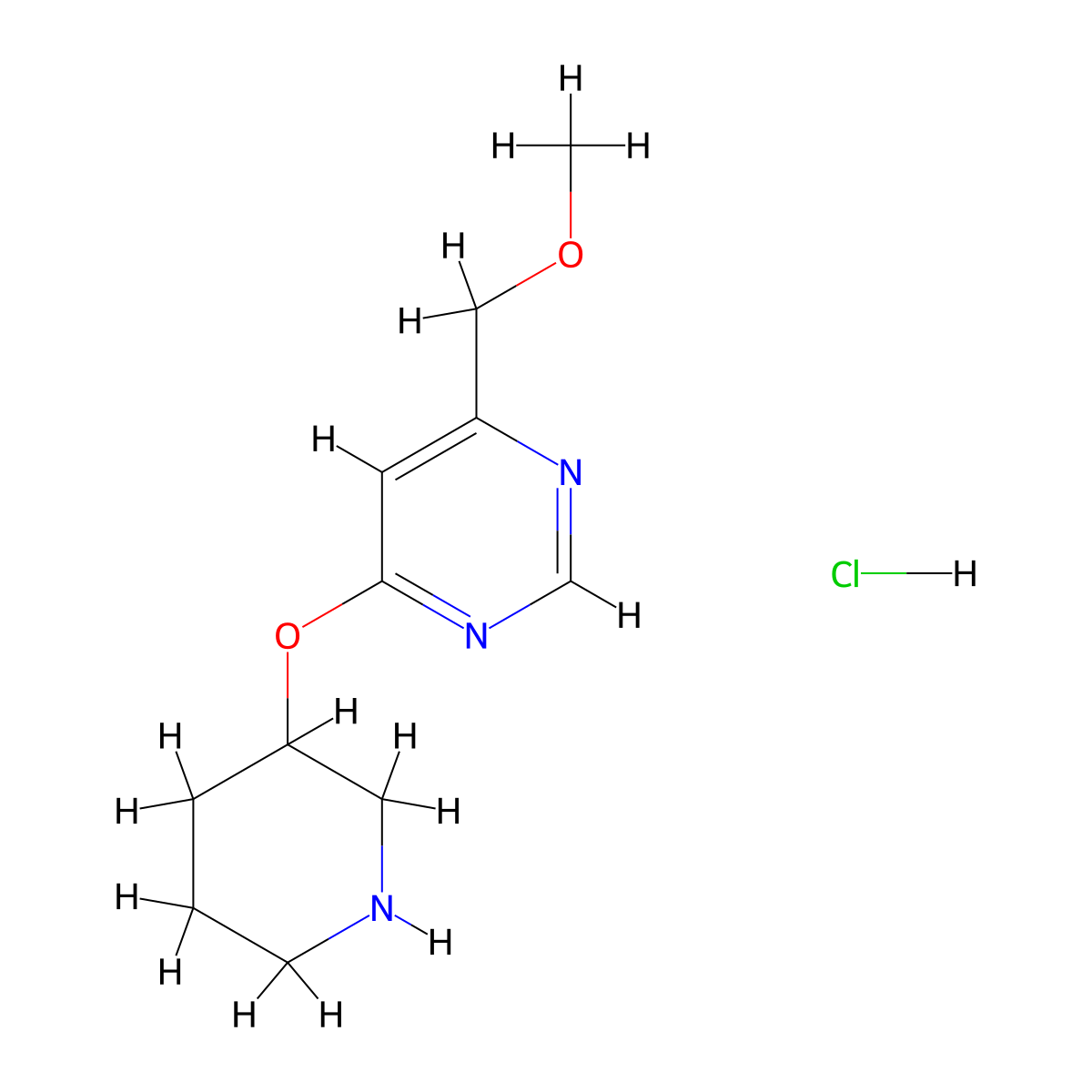 4-(Methoxymethyl)-6-(piperidin-3-yloxy)pyrimidine hydrochloride molecular structure, CAS 1707580-72-0