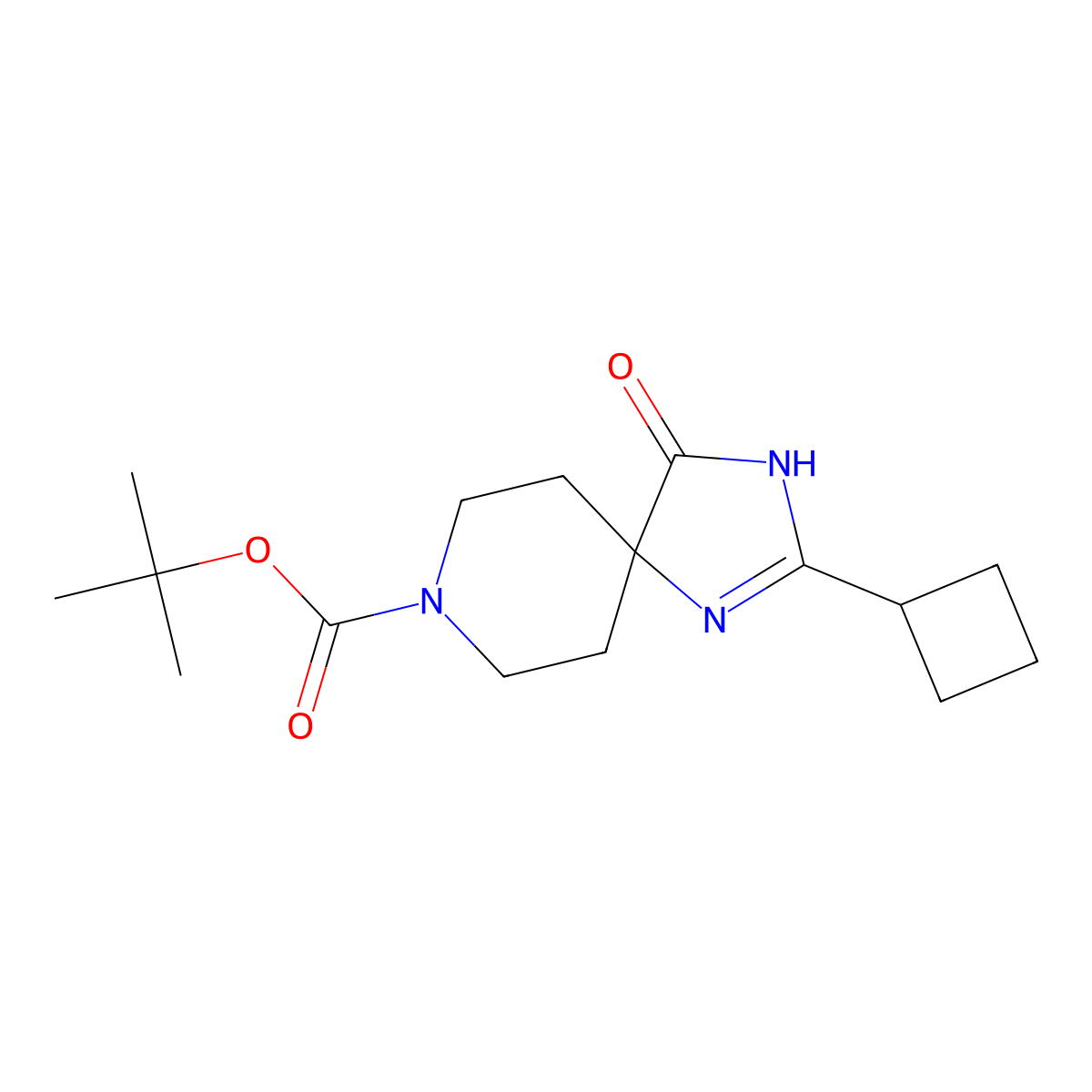tert-Butyl 2-cyclobutyl-4-oxo-1,3,8-triazaspiro[4.5]dec-1-ene-8-carboxylate molecular structure, CAS 1707580-81-1