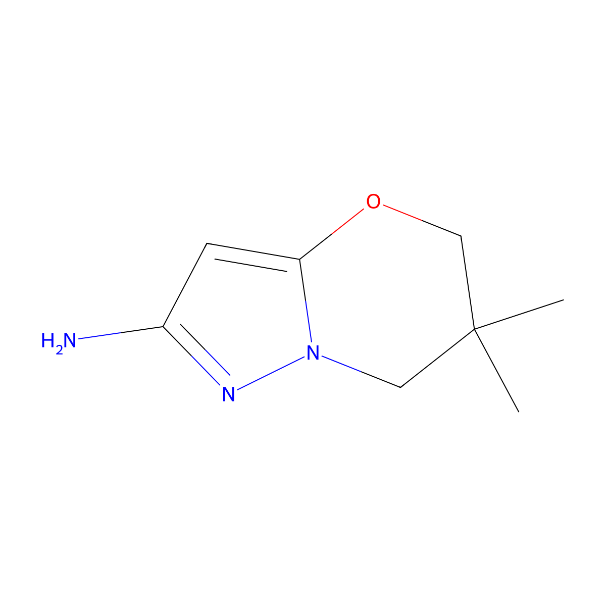 6,6-Dimethyl-6,7-dihydro-5H-pyrazolo[5,1-b][1,3]oxazin-2-amine molecular structure, CAS 1707580-84-4