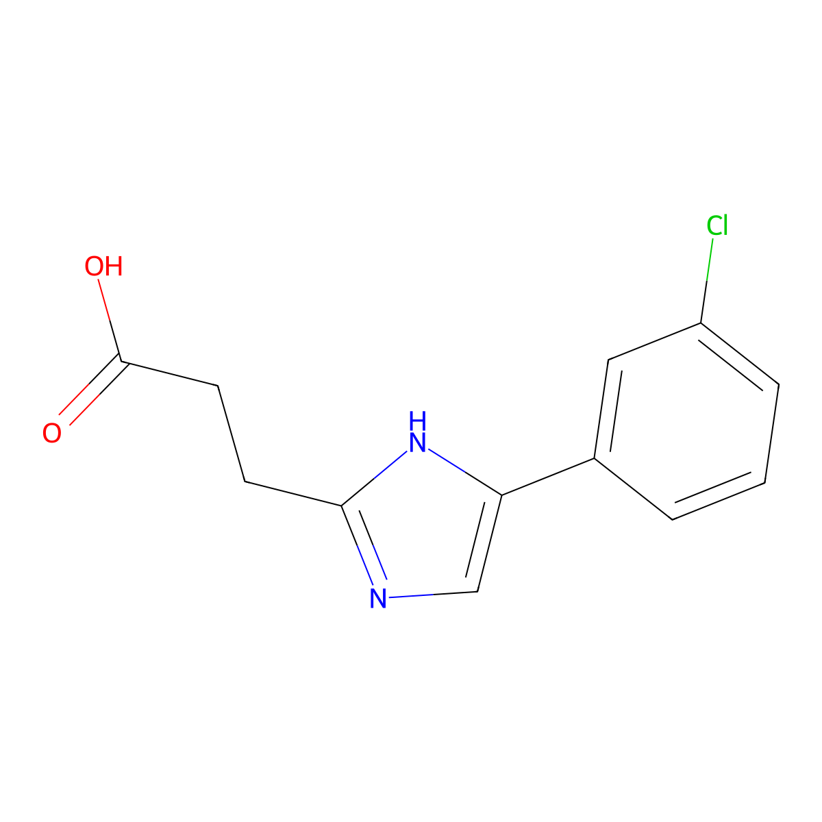 3-[5-(3-chlorophenyl)-1H-imidazol-2-yl]propanoic acid molecular structure, CAS 1707580-88-8