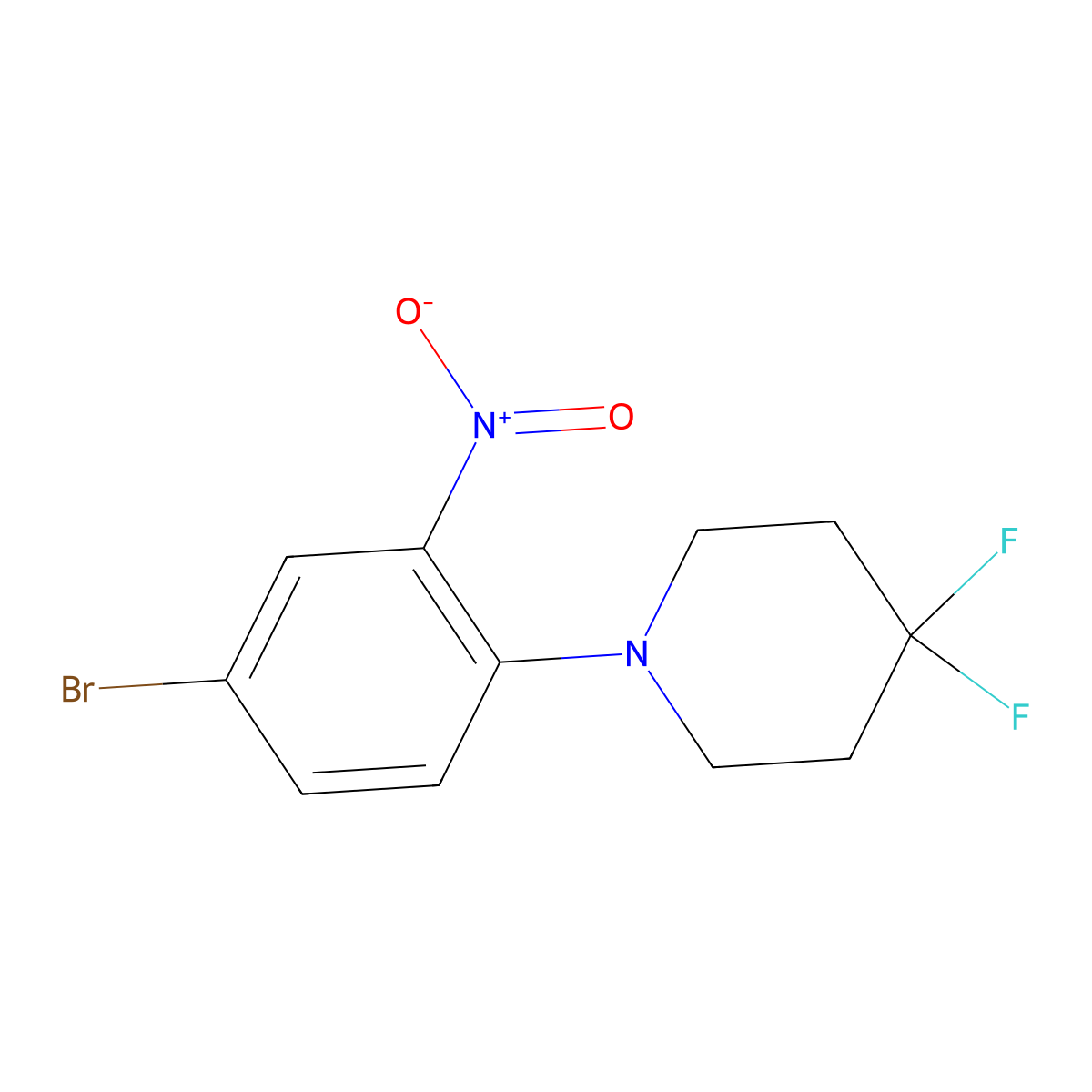 5-Bromo-2-(4,4-difluoropiperidin-1-yl)nitrobenzene molecular structure, CAS 1707580-99-1