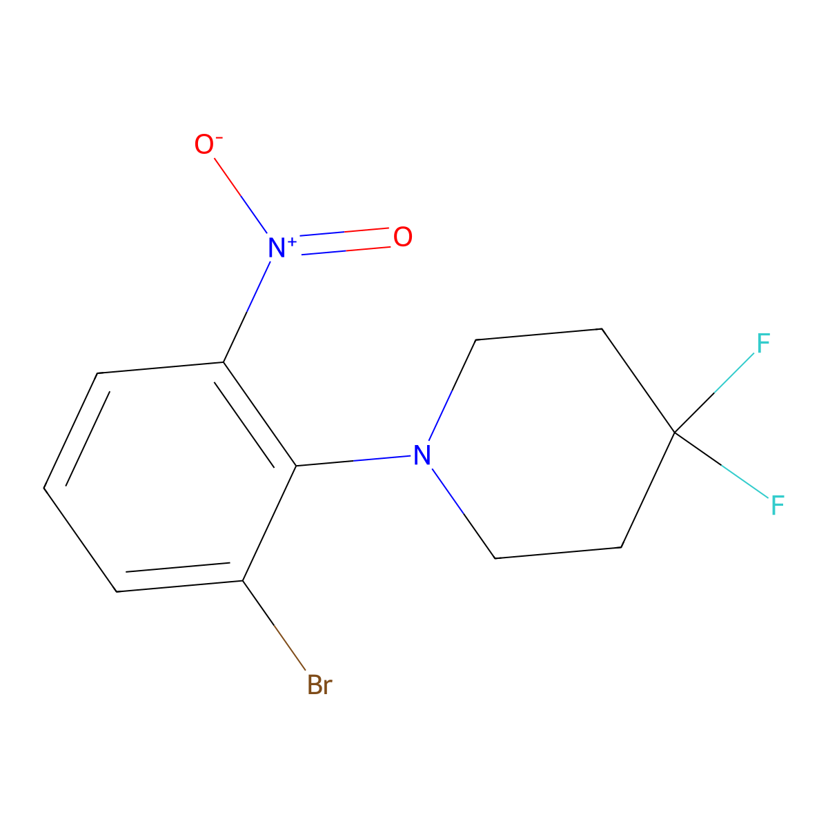 3-Bromo-2-(4,4-difluoropiperidin-1-yl)nitrobenzene molecular structure, CAS 1707581-00-7