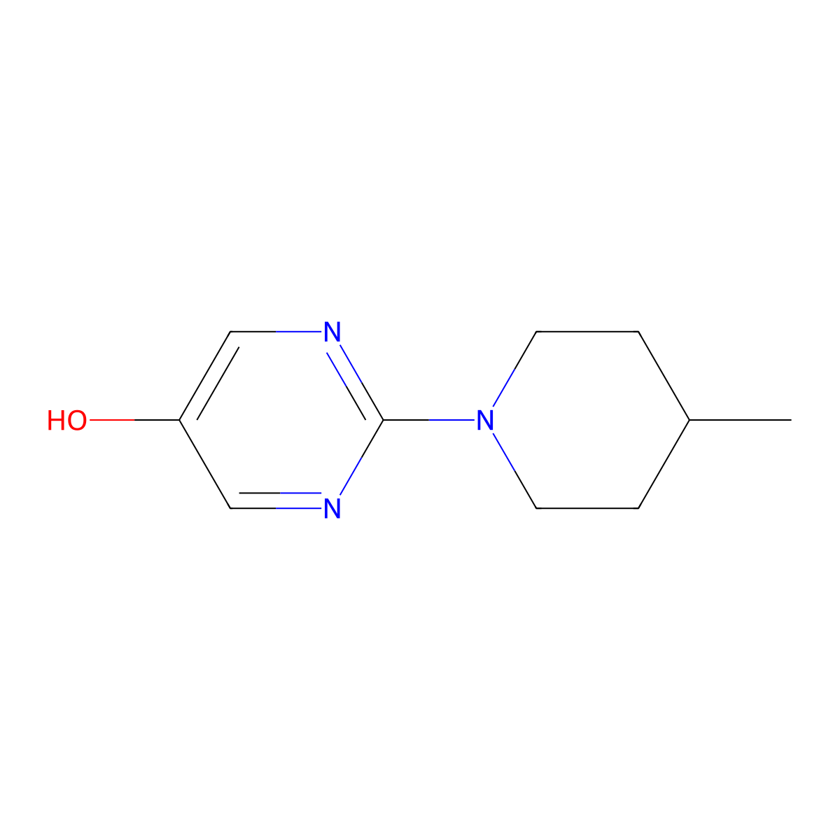 2-(4-Methylpiperidin-1-yl)pyrimidin-5-ol molecular structure, CAS 1707581-61-0