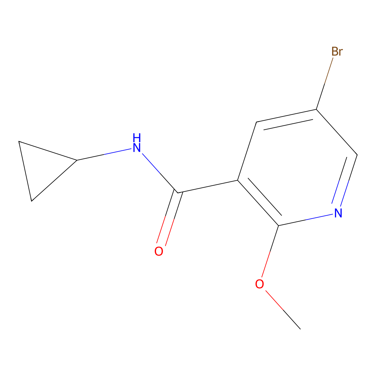 5-Bromo-N-cyclopropyl-2-methoxynicotinamide molecular structure, CAS 1707583-15-0
