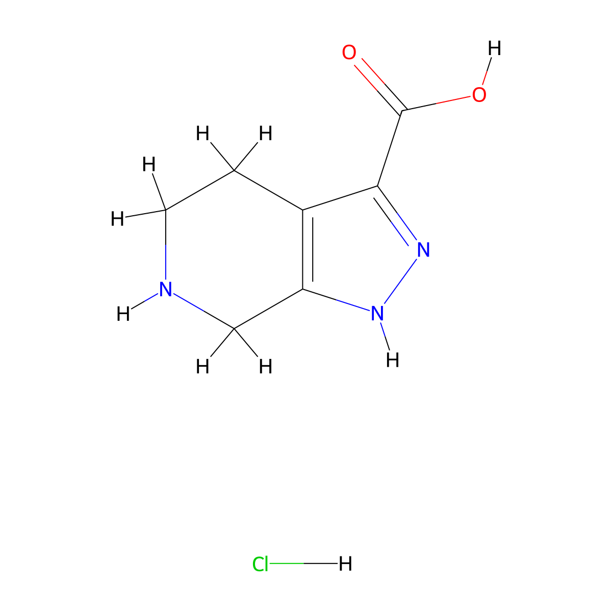 1H,4H,5H,6H,7H-pyrazolo[3,4-c]pyridine-3-carboxylic acid hydrochloride molecular structure, CAS 1707583-18-3