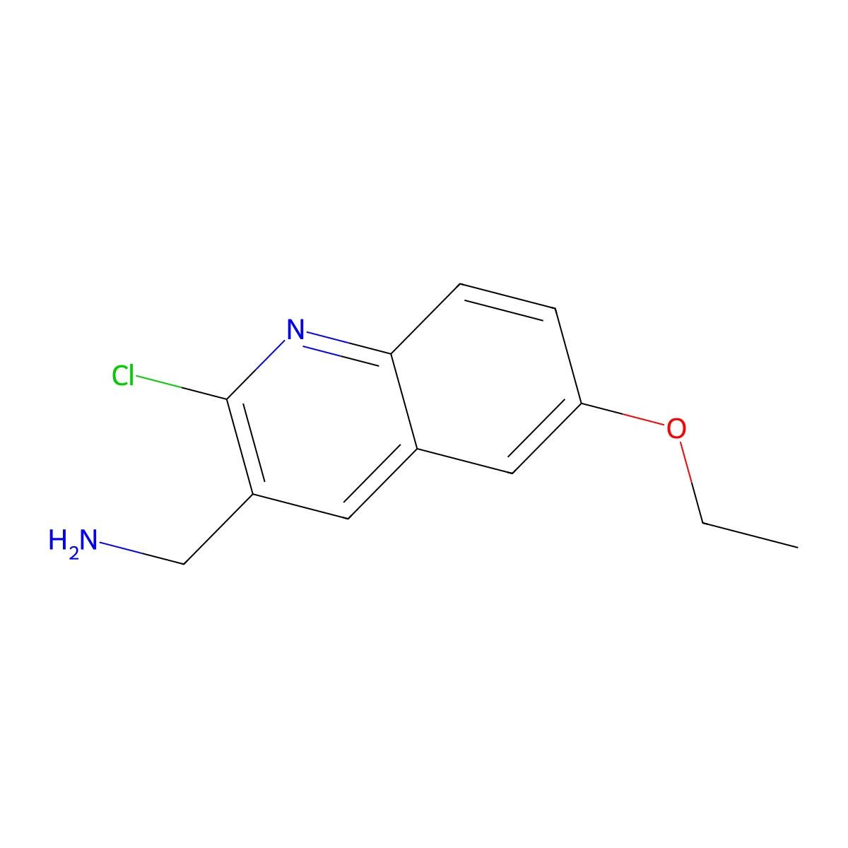 (2-Chloro-6-ethoxyquinolin-3-yl)methanamine molecular structure, CAS 1707584-46-0