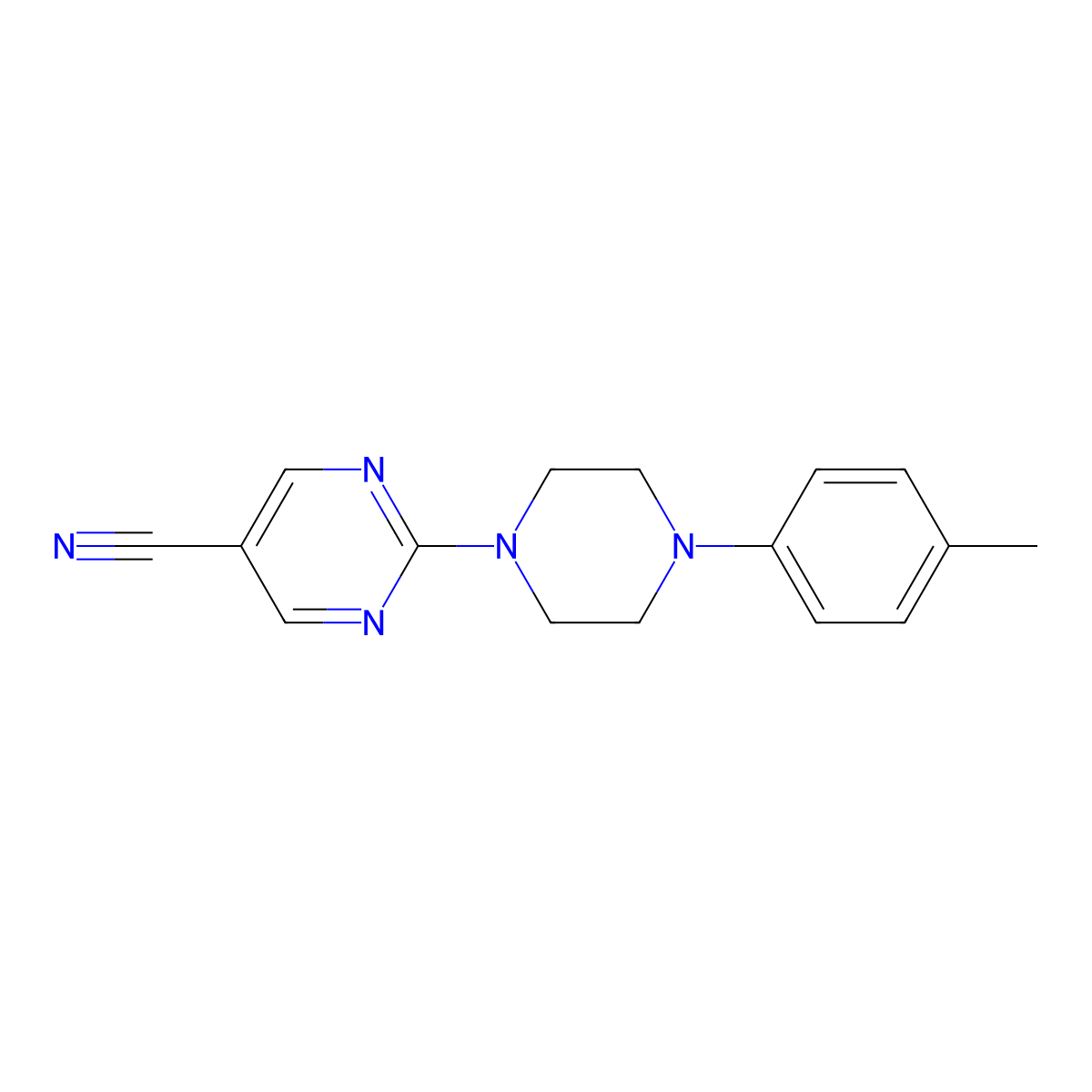 2-[4-(4-Methylphenyl)piperazin-1-yl]pyrimidine-5-carbonitrile molecular structure, CAS 1707586-22-8