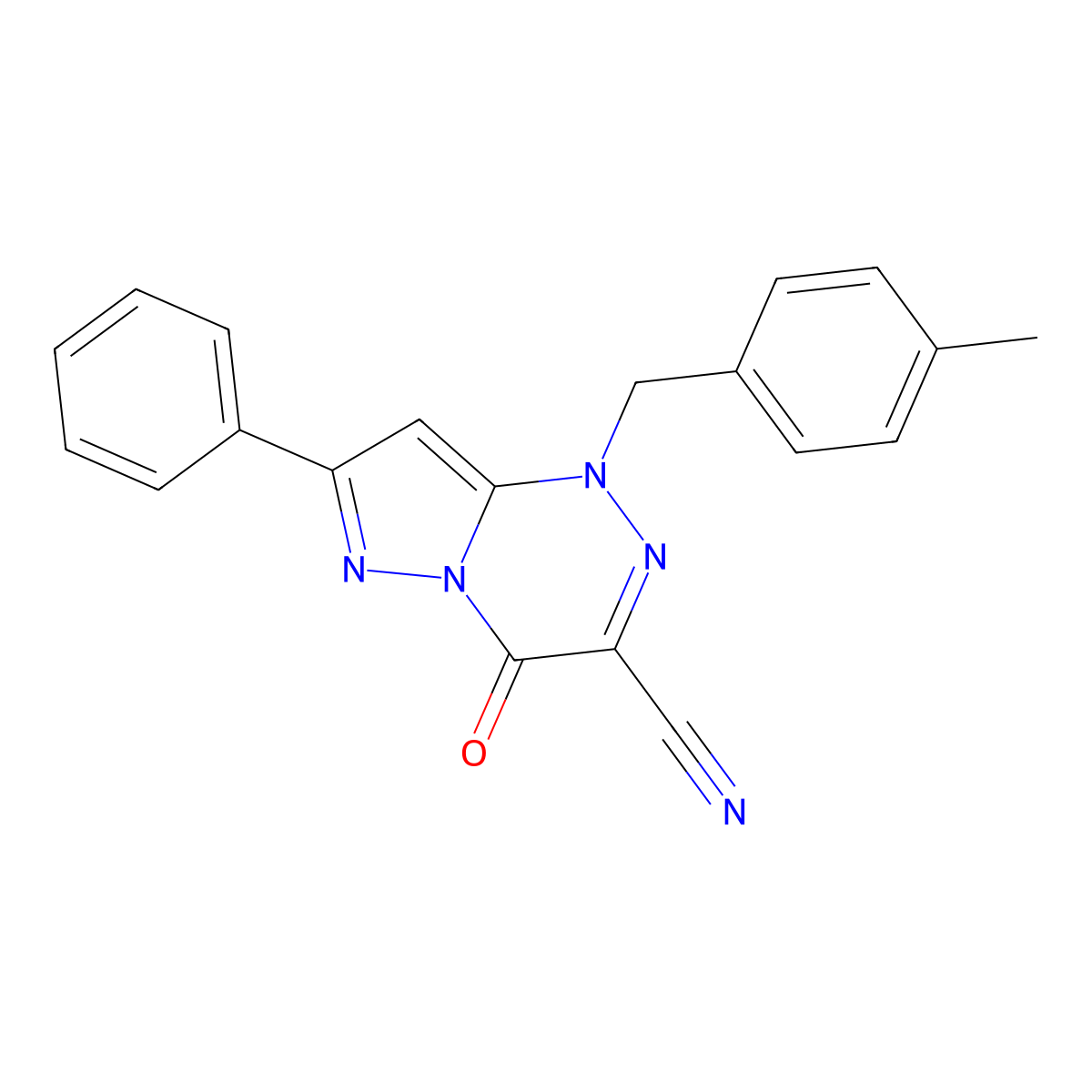 1-(4-Methylbenzyl)-4-oxo-7-phenyl-1,4-dihydropyrazolo[5,1-c][1,2,4]triazine-3-carbonitrile molecular structure, CAS 1707586-28-4