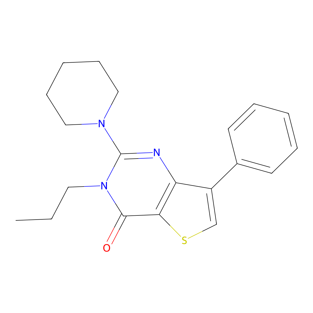 7-phenyl-2-piperidin-1-yl-3-propylthieno[3,2-d]pyrimidin-4(3H)-one molecular structure, CAS 1707586-30-8