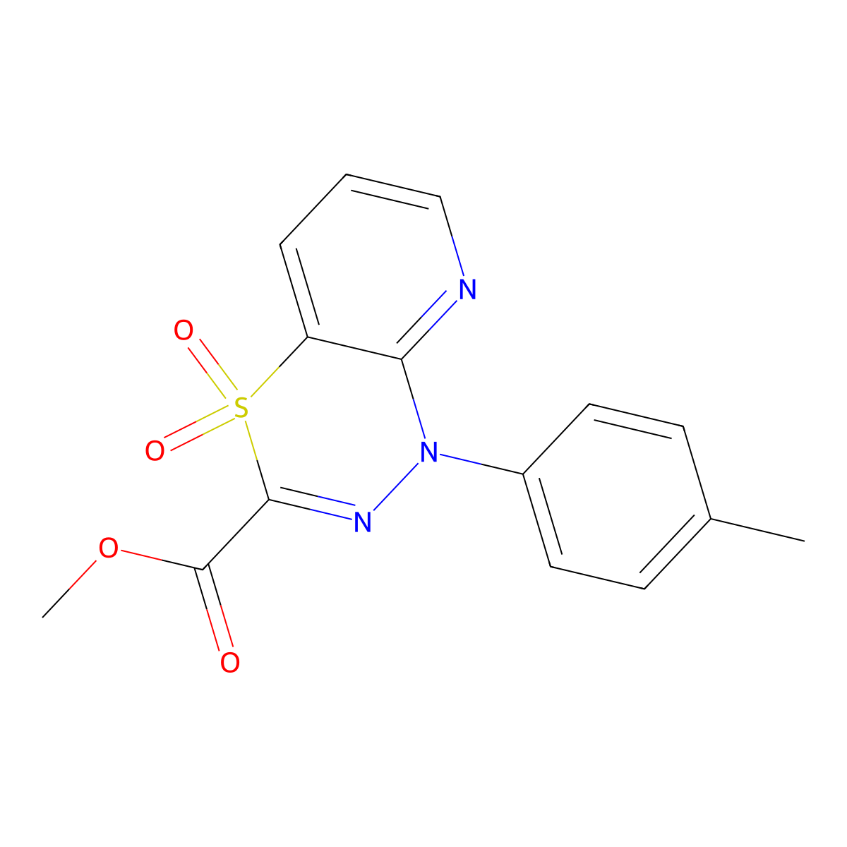 methyl 1-(4-methylphenyl)-1H-pyrido[2,3-e][1,3,4]thiadiazine-3-carboxylate 4,4-dioxide molecular structure, CAS 1707586-38-6