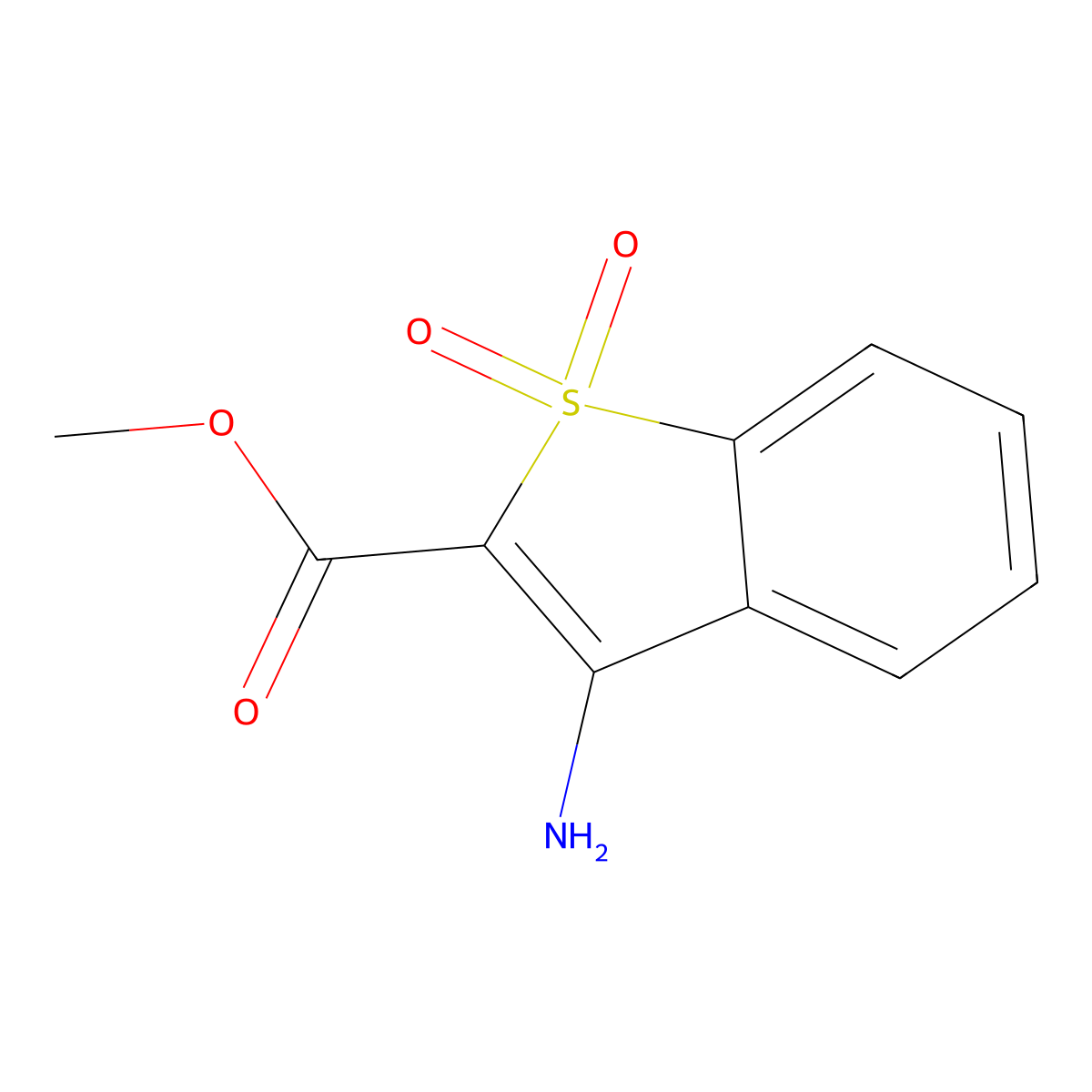 Methyl 3-amino-1-benzothiophene-2-carboxylate 1,1-dioxide molecular structure, CAS 1707586-40-0