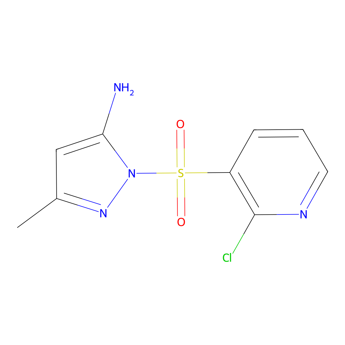 1-[(2-chloropyridin-3-yl)sulfonyl]-3-methyl-1H-pyrazol-5-amine molecular structure, CAS 1707586-45-5
